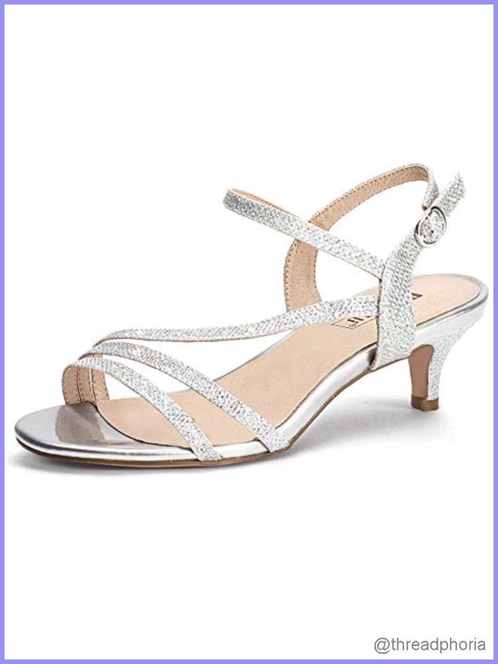 Strappy Kitten Heel Sandals Open Toe Slingback Buckle Dressy Heels